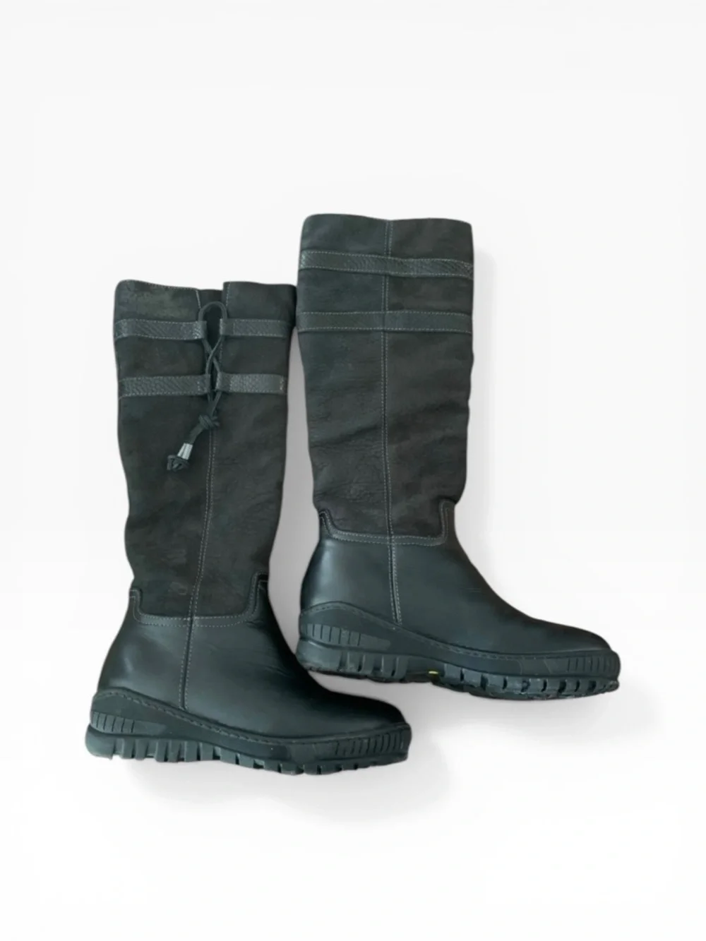 OTBT Lug Sole Matte Black 90s Grunge Leather Wedge Knee Boot Sz 7